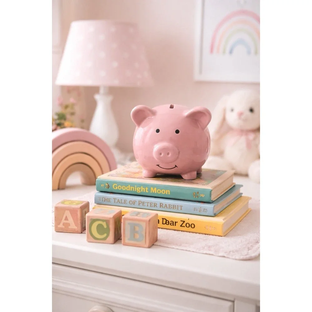Cute Pink‎ Ceramic Piggy Bank Small Coin Bank Classic Pig Money Box